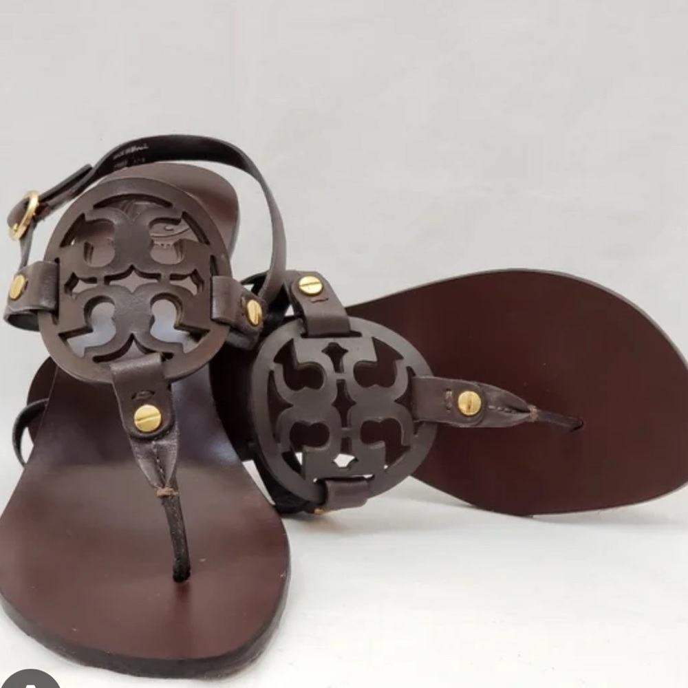Tory Burch Signature Logo Holly Sandal-Dark Brown
